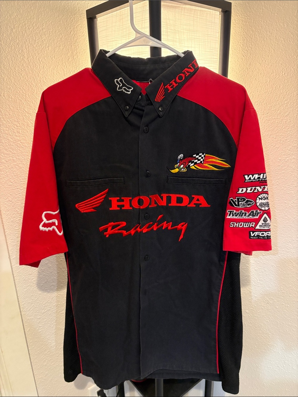 Honda Racing Men's Black and Red Team Polo Shirt